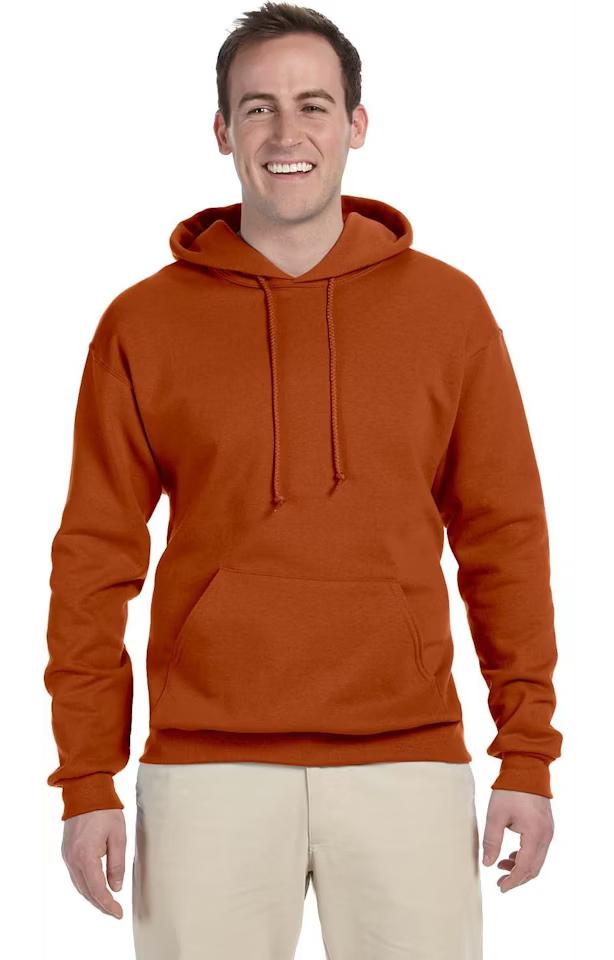 Double Logo Hoodie - Jerzees 996 Adult Fleece Pullover Hooded Sweatshirt