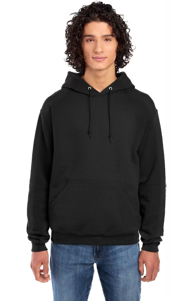Double Logo Hoodie - Jerzees 996 Adult Fleece Pullover Hooded Sweatshirt