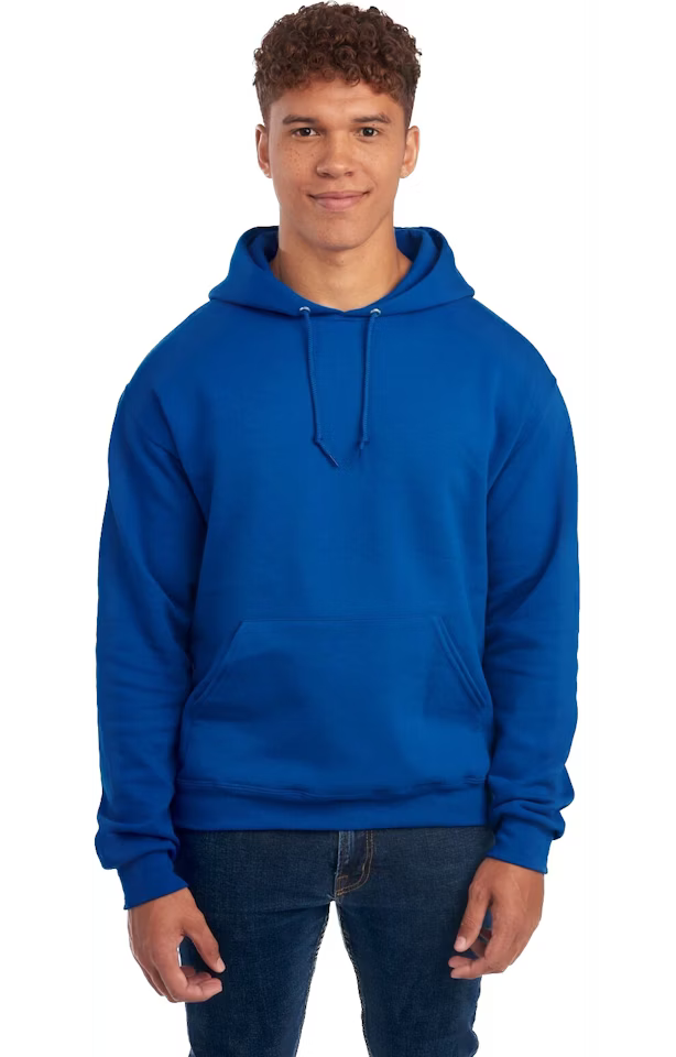 Double Logo Hoodie - Jerzees 996 Adult Fleece Pullover Hooded Sweatshirt