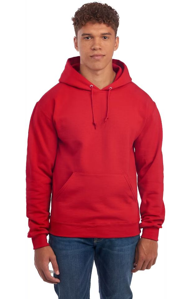 Double Logo Hoodie - Jerzees 996 Adult Fleece Pullover Hooded Sweatshirt