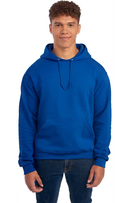 Double Logo Hoodie - Jerzees 996 Adult Fleece Pullover Hooded Sweatshirt