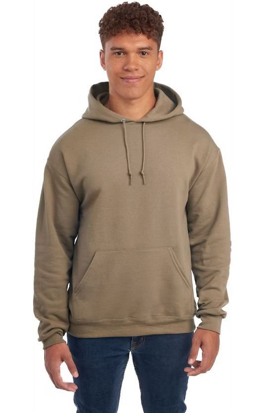 Double Logo Hoodie - Jerzees 996 Adult Fleece Pullover Hooded Sweatshirt