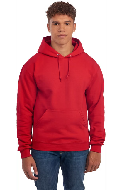Double Logo Hoodie - Jerzees 996 Adult Fleece Pullover Hooded Sweatshirt