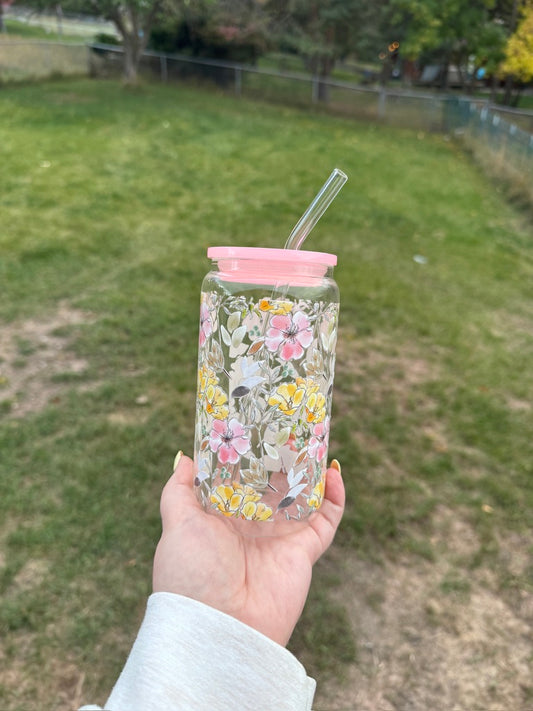 Floral Glass Tumbler