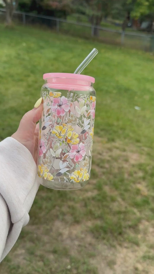 Floral Glass Tumbler