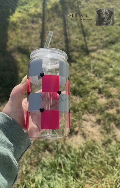 Checkered Love Glass Cup